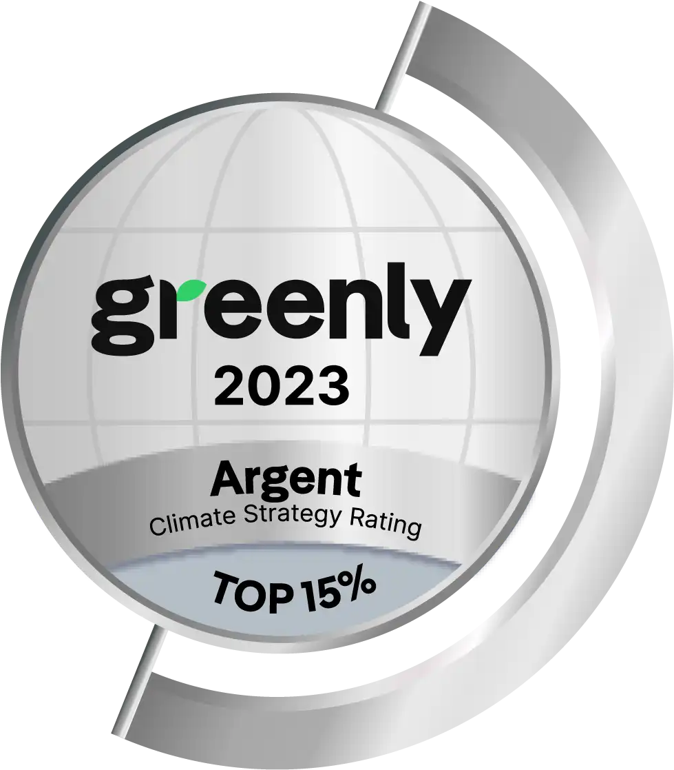 Médaille d'argent greenly, symbole de reconnaissance des efforts exceptionnels en matière de durabilité et de responsabilité environnementale.